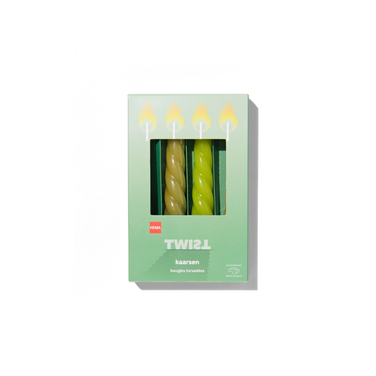 HEMA HEMA Twistkaarsen Ø2.2x14 Groen - 4 Stuks (groen)