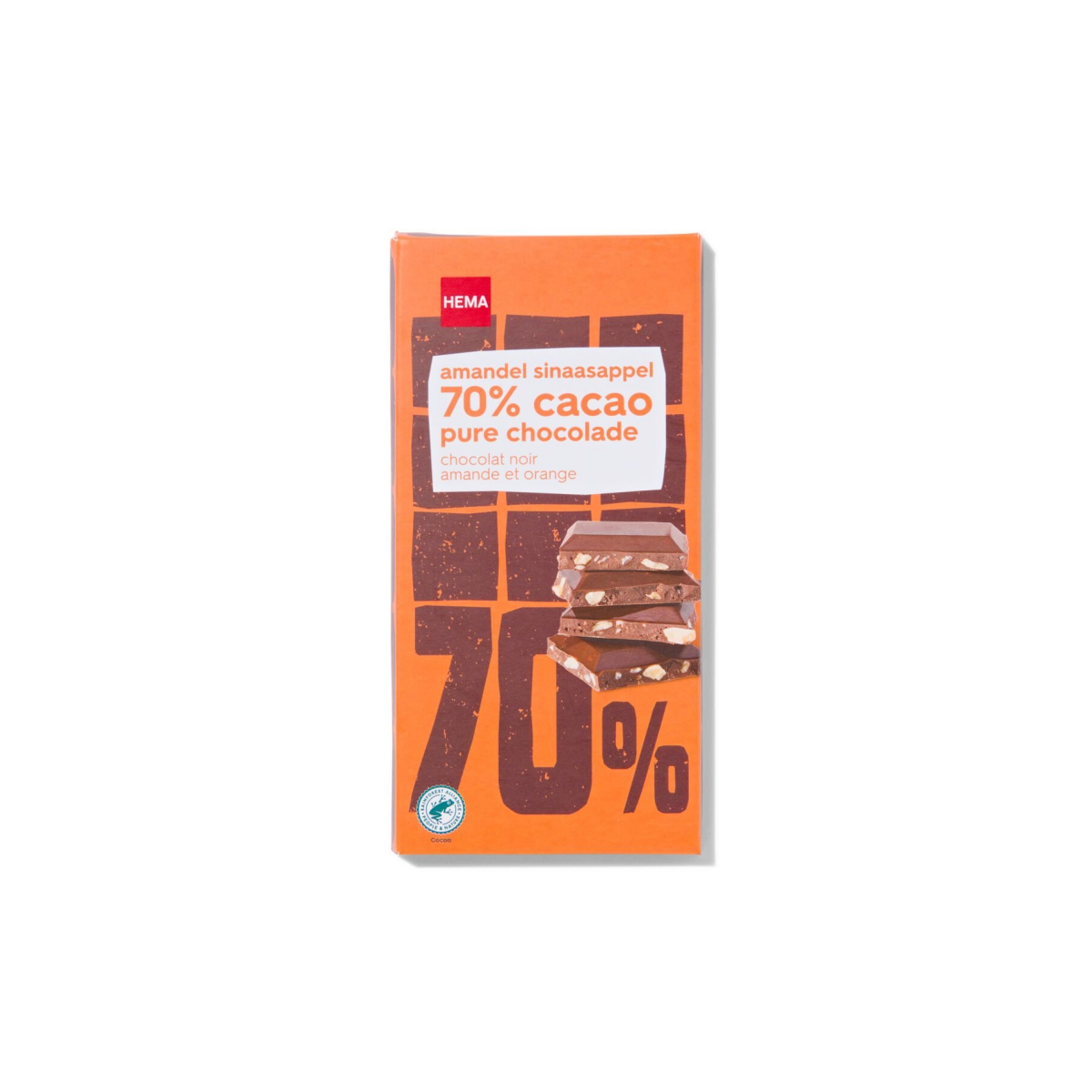 HEMA Chocoladereep 70% puur amandel sinaasappel 90gram