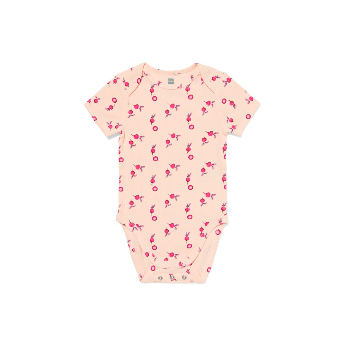 HEMA HEMA Baby Meegroeiromper Rib Radijs Perzik (perzik)