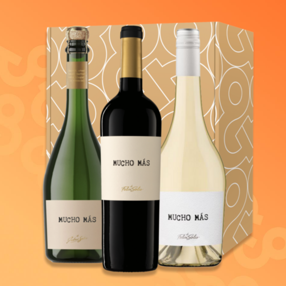 Mucho Más wine box with three 75 cl bottles