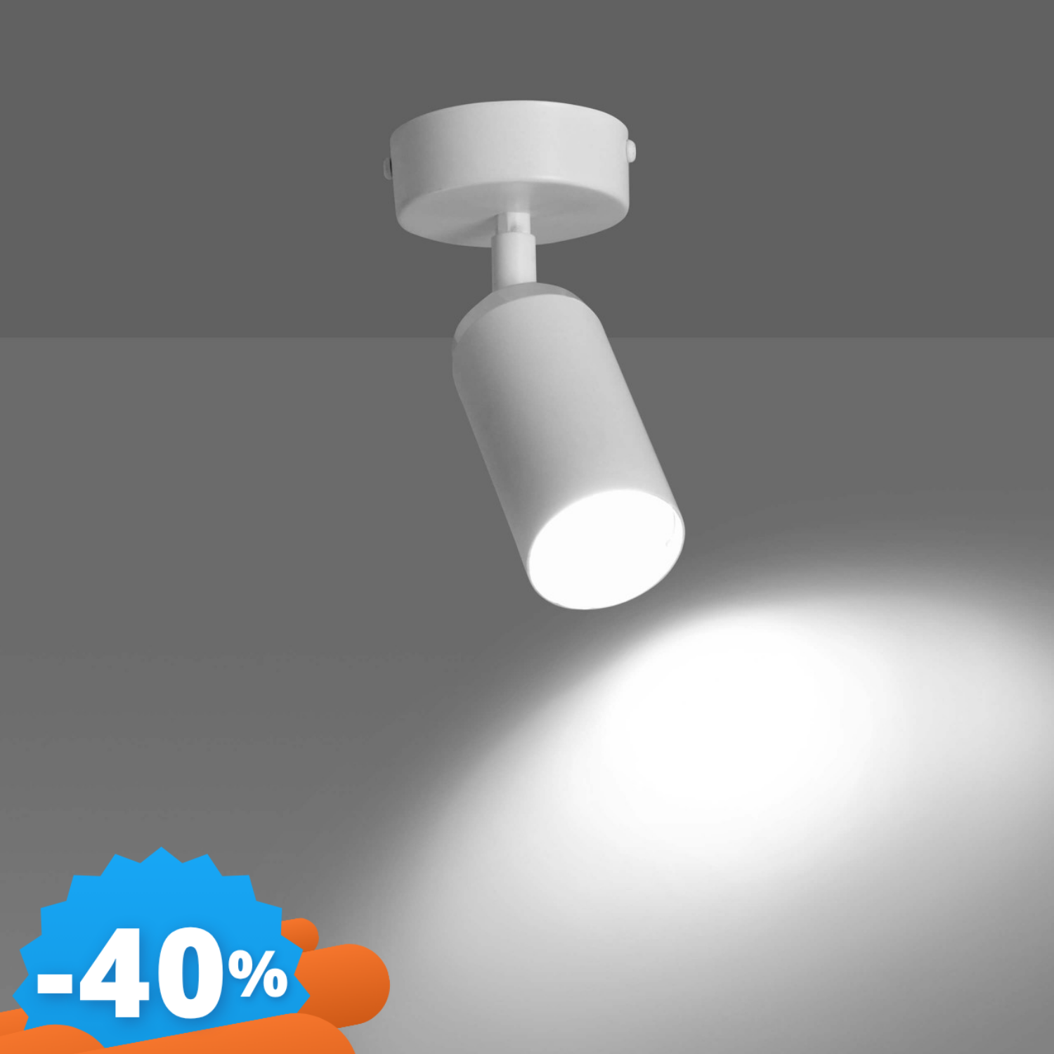 Emibig Lighting Bianco/Nero Plafoniera Orientabile Hera 1 Da Soffitto E Parete