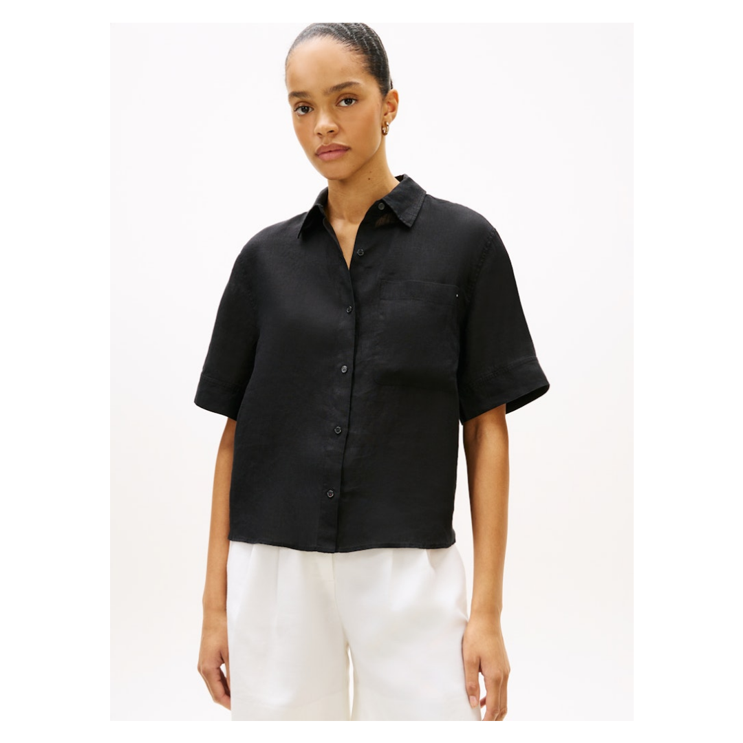 Tommy Hilfiger - Damen Kurzarmbluse - Schwarz - Größe: M - bei Tara-M