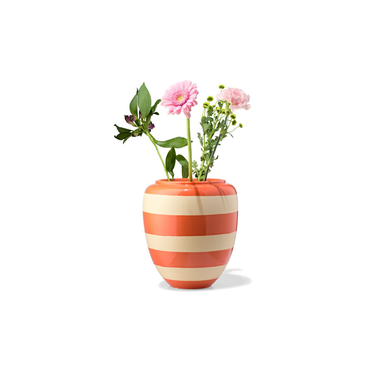 HEMA HEMA Vaas 25.8cm Keramiek Strepen Oranje (perzik)