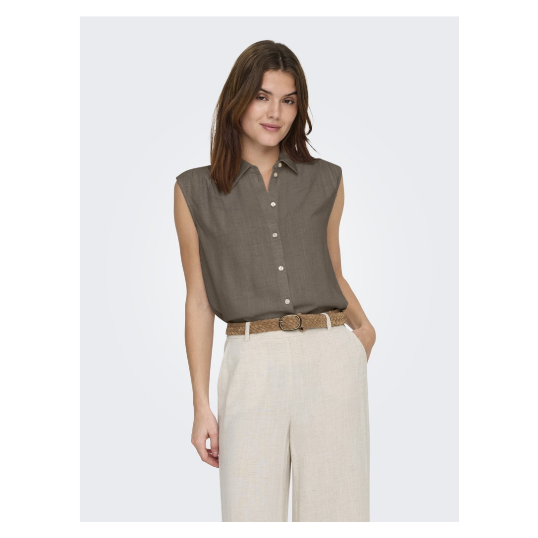Only - Damen Kurzarmbluse - Braun - Größe: L - bei Tara-M