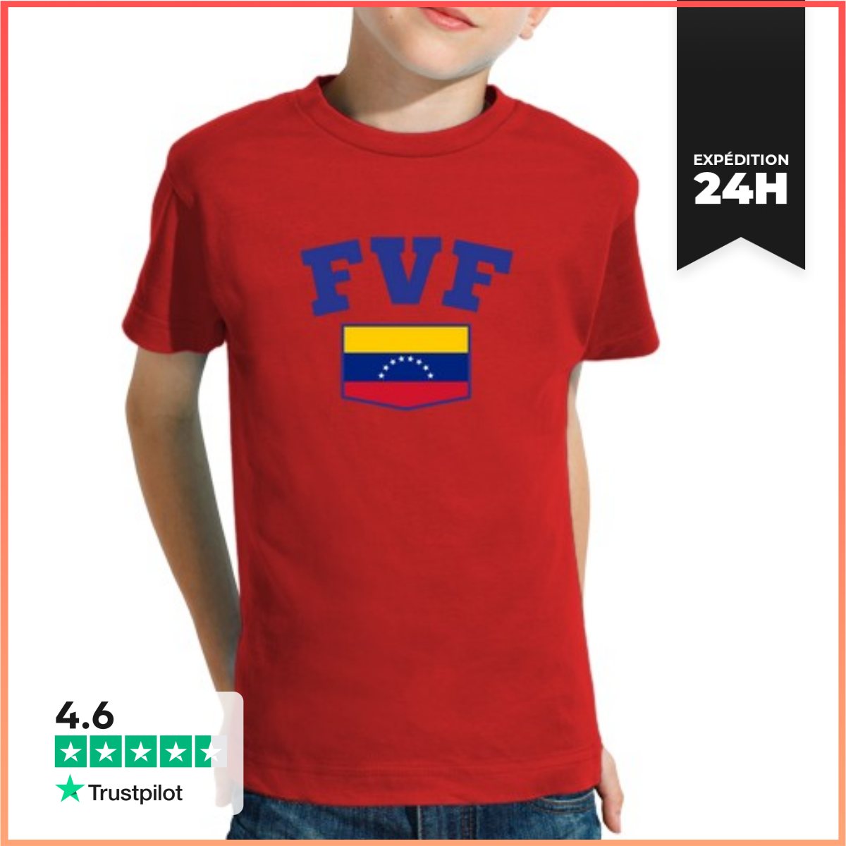 Tee Shirt Pour Enfant Manche Courte T-Shirt Venezuela Fvf Personnalisable Enfant-image