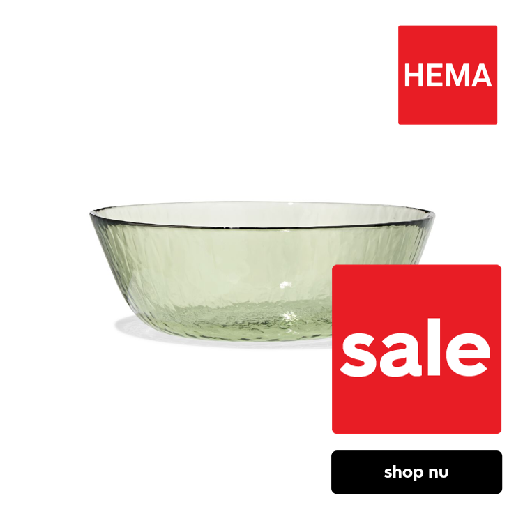 HEMA Saladeschaal ⌀28x9cm glas gehamerd groen (groen)