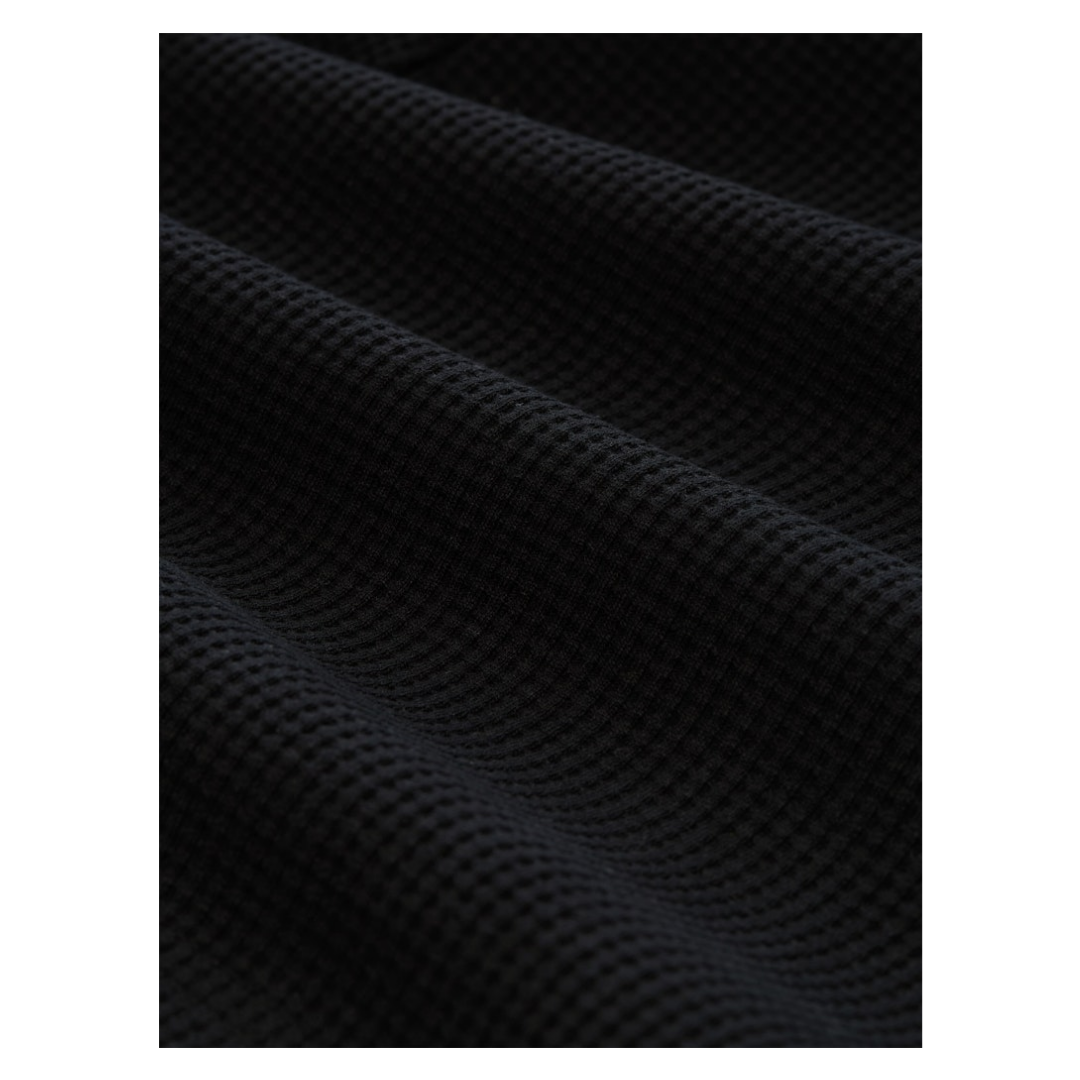 Tom Tailor Denim Hemd Kurzarm Resort-Kragen Brusttasche Waffel-Optik Baumwolle-Polyester Deep Black