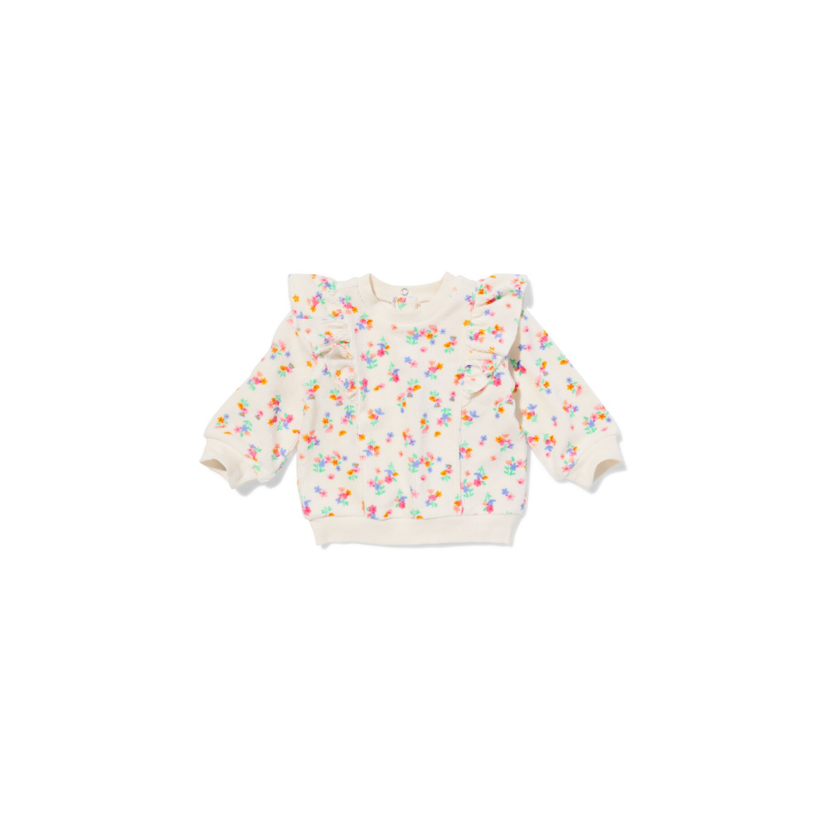 HEMA Babytrui velours rib bloemen ecru