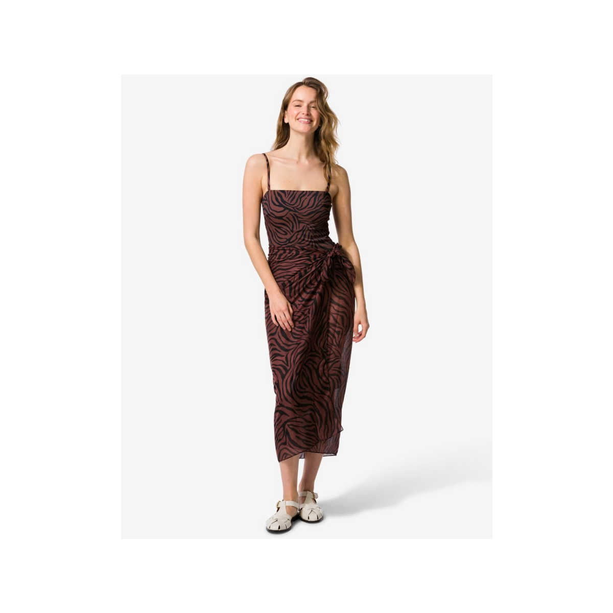 HEMA HEMA Pareo 190x100cm Zebra (gebroken wit)