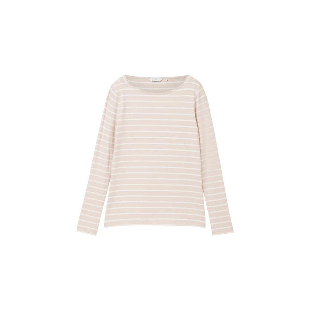 Tom Tailor - Damen Langarmshirt - Weiß/Braun - Größe: M - bei Tara-M