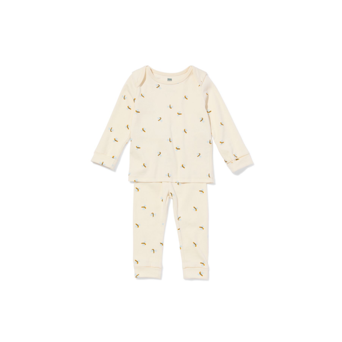 HEMA HEMA Baby Meegroeipyjama Rib Dieren Gebroken Wit (gebroken wit)