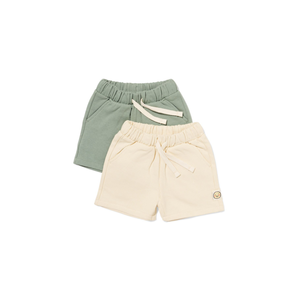 HEMA Babyshorts comfort fit sweatstof strepen - 2 stuks groen (groen)
