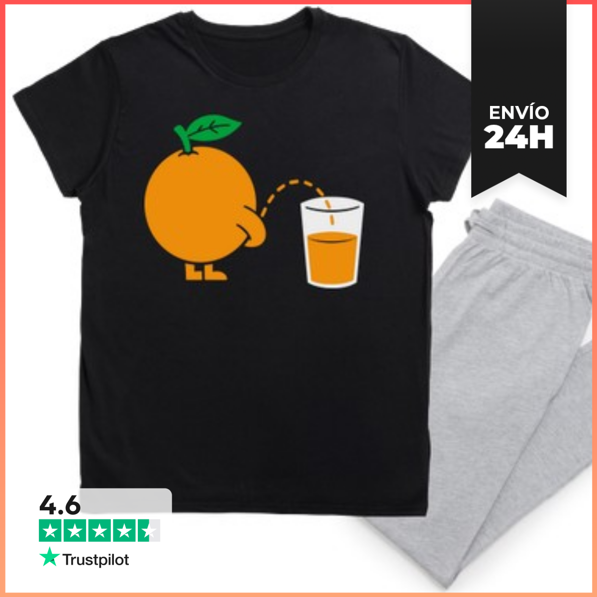 Pijama NARANJA MEANDO ZUMO EN UN VASO LaTostadora