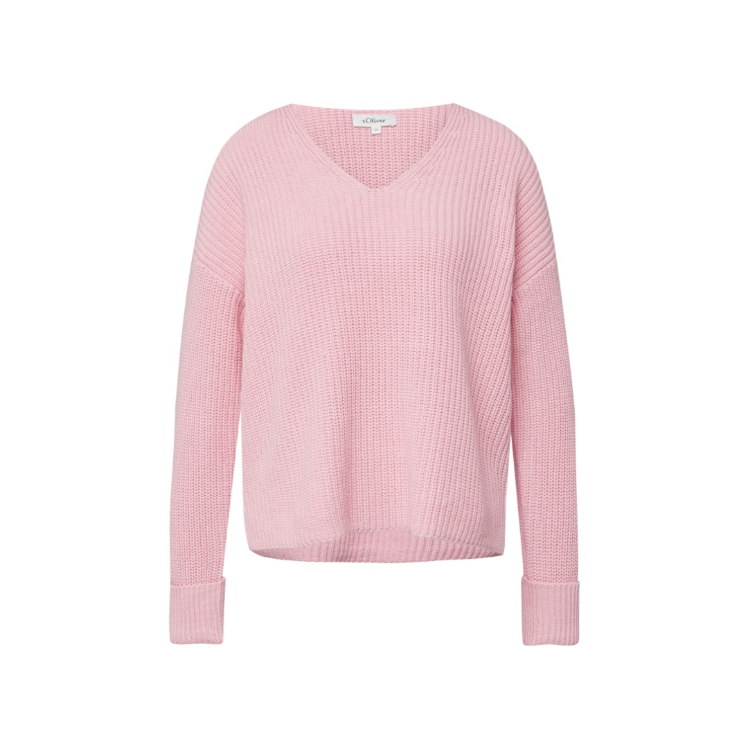 s.Oliver V-Ausschnitt Relaxed Fit Strickpullover Baumwolle-Polyacryl Pink