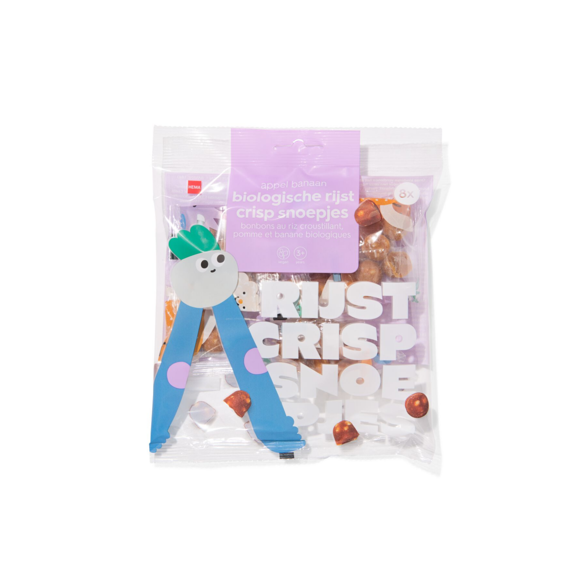 HEMA Bio rijst crisp snoepjes appel-banaan uitdeelzak - 8 stuks