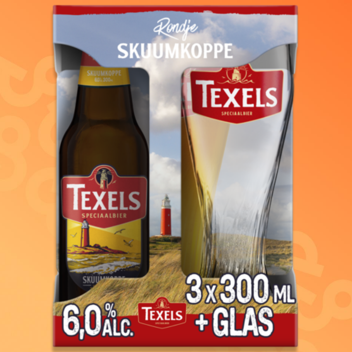 Texels Skuumkoppe gift pack with glass and three bottles