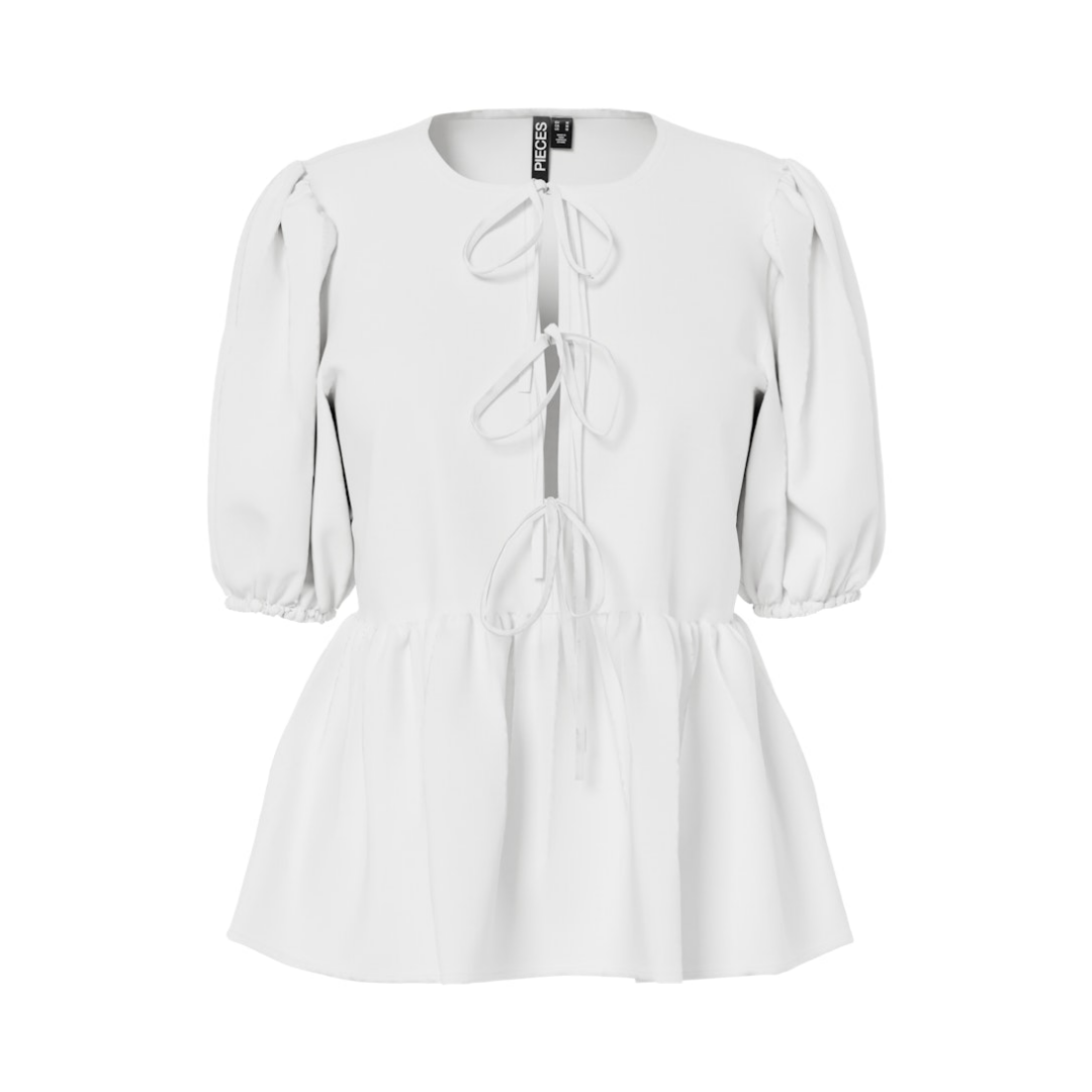 Pieces - Damen Kurzarmbluse - Weiß - Größe: S - bei Tara-M