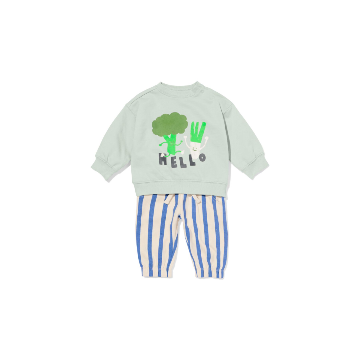 HEMA Babykledingset comfy fit strepen groen