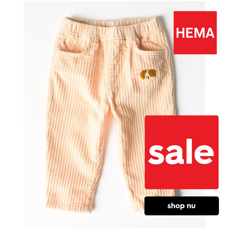 HEMA Babybroek comfy fit rib hondje lichtroze