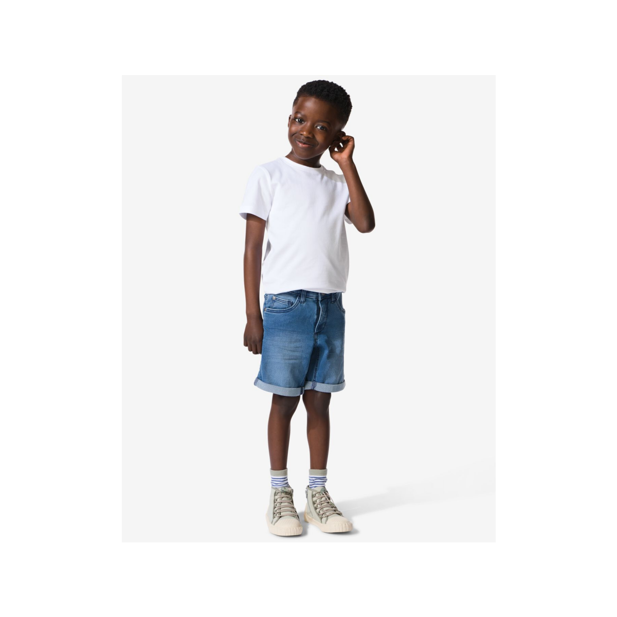 HEMA Kindershort jogdenim middenblauw (middenblauw)