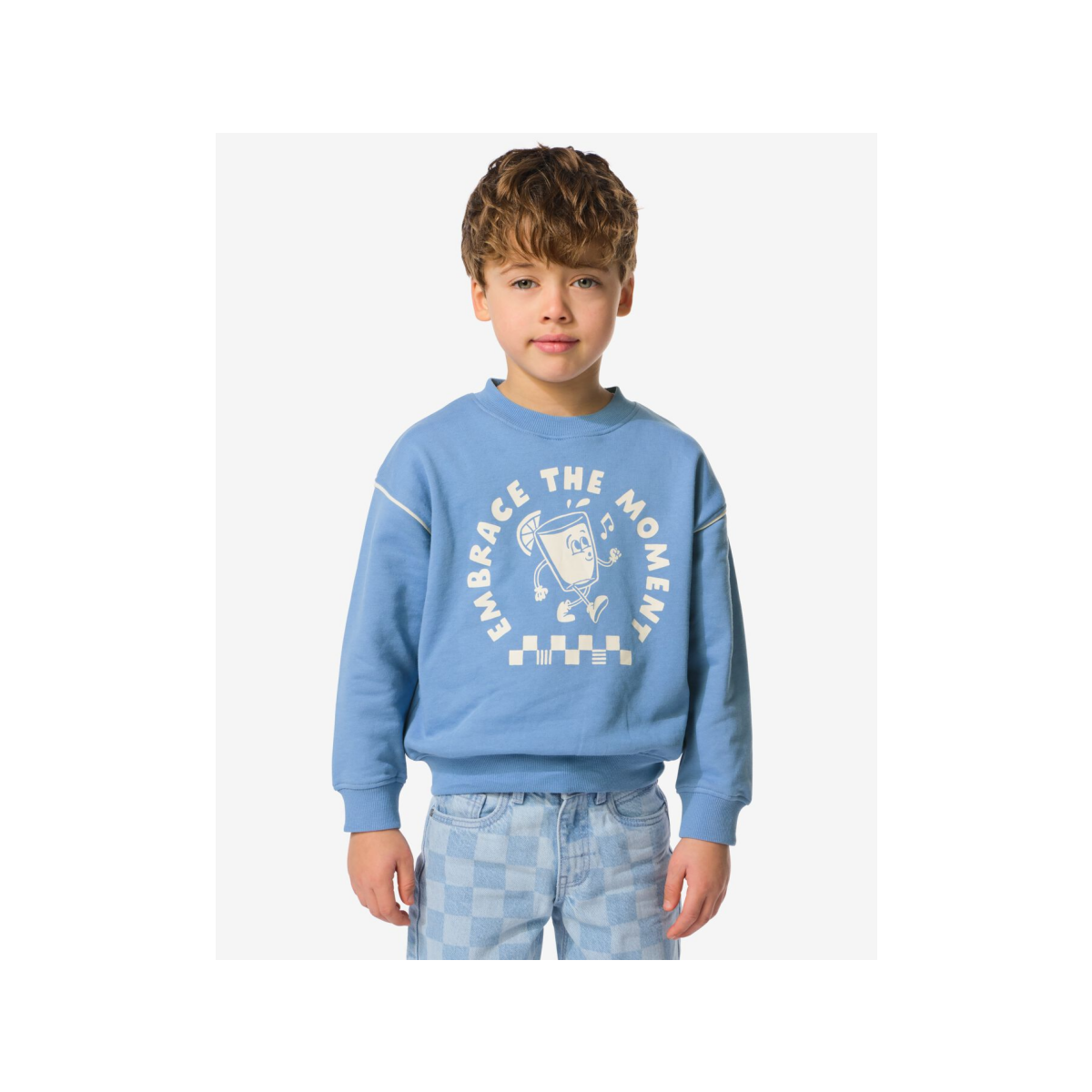 HEMA Kindersweater retro blauw (blauw)