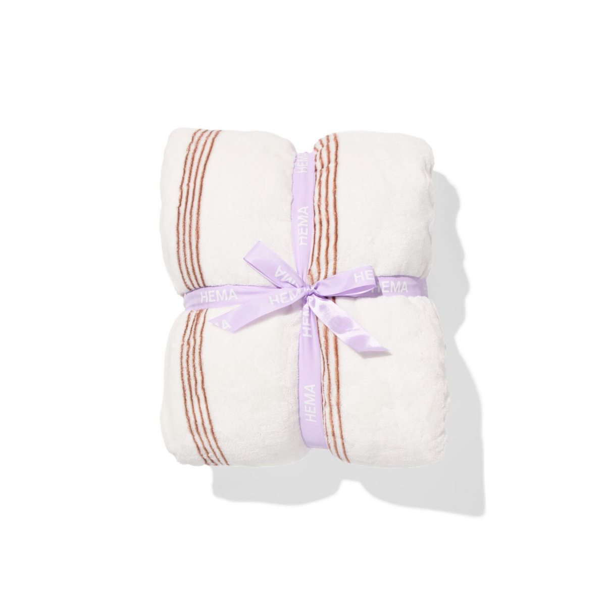 HEMA HEMA Plaid 130x150cm Sherpa Strepen Bruin (beige)