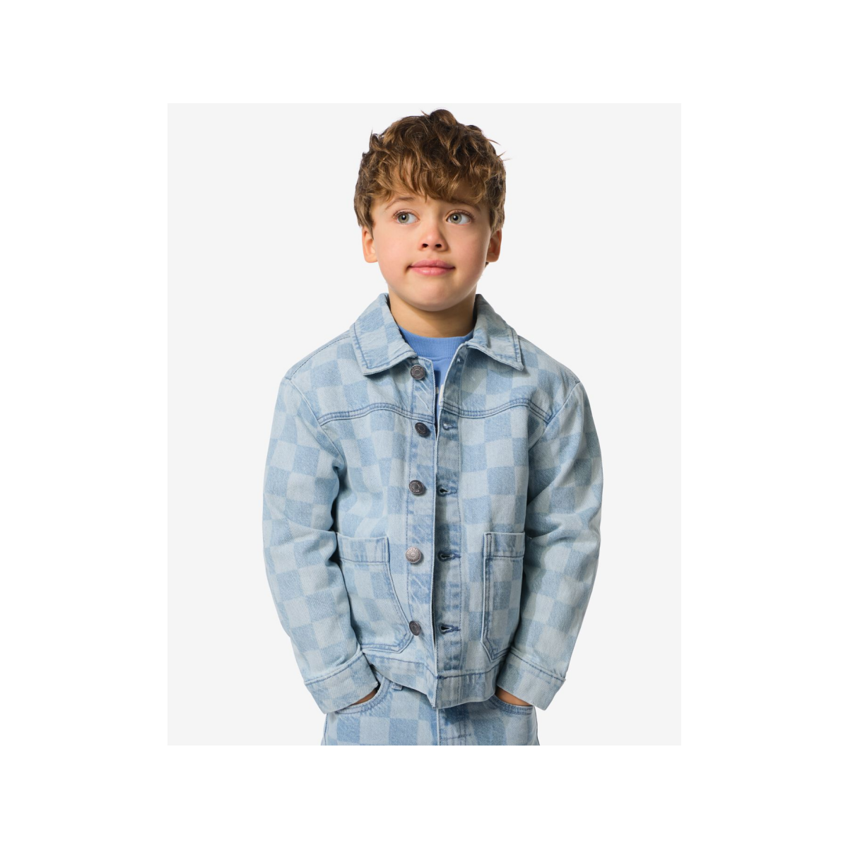 HEMA Kinderspijkerjas blokken blauw (blauw)
