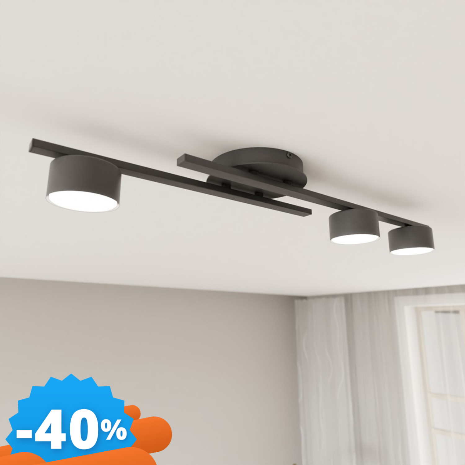 Emibig Lighting Nero/Bianco Lampada Da Soffitto In Acciaio Fragment 3 Da Interno 3Xgx53