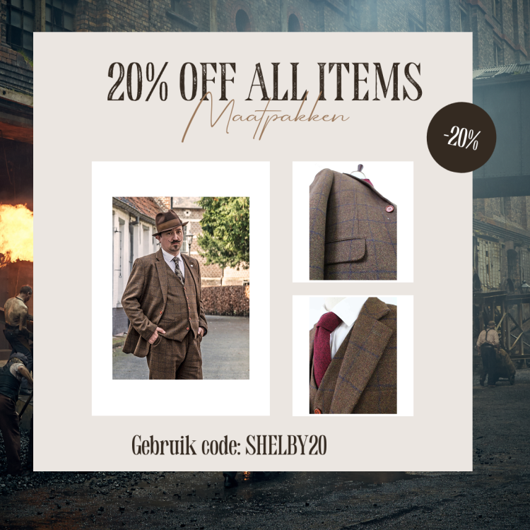 Maatpak Voor Heren | 3-delig Pak | Bruin Windowpane Tweed | Michael Gray | Peaky Blinders | Peaky Blinders