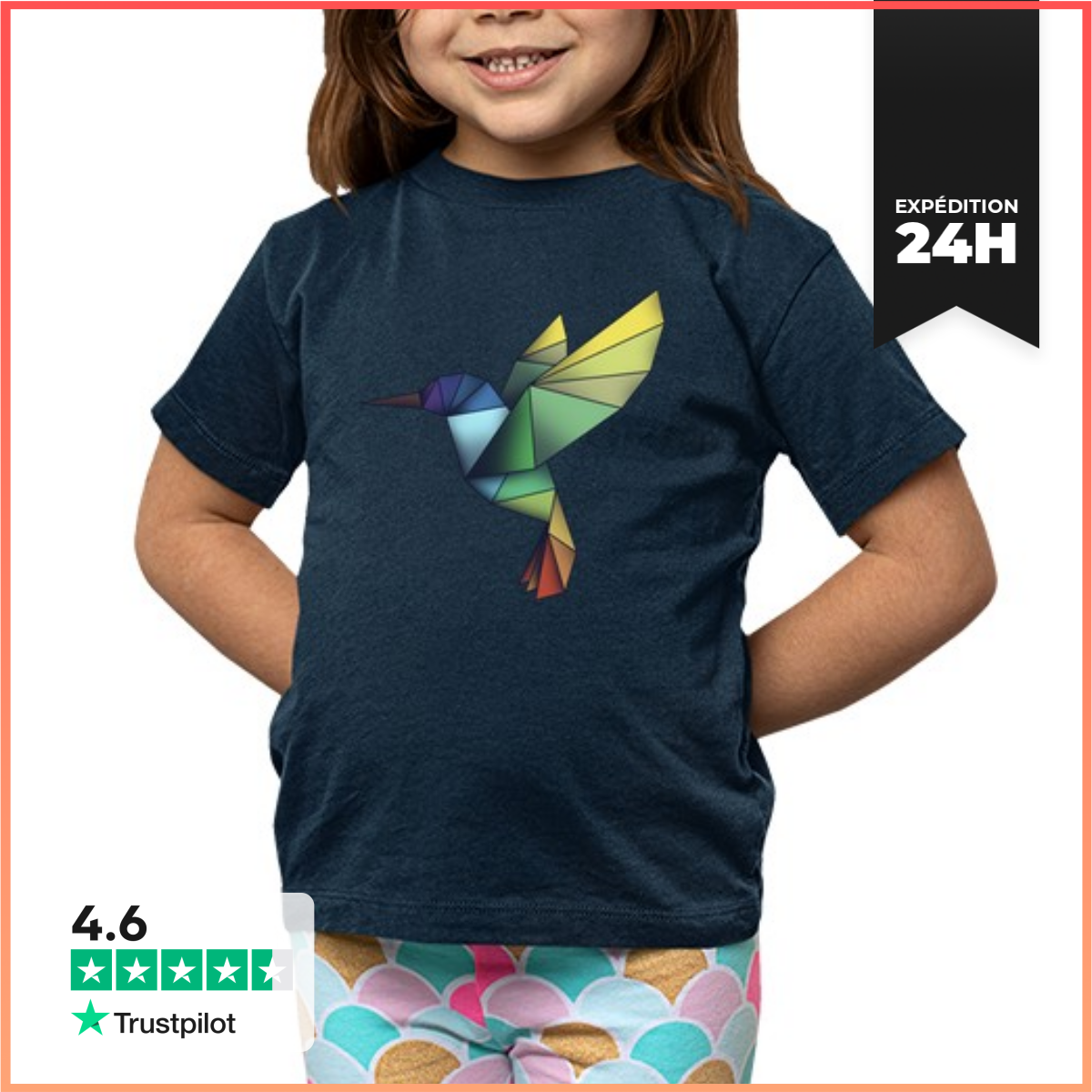 Tee Shirt Pour Enfant Manche Courte Prisme Colibri Enfants-image