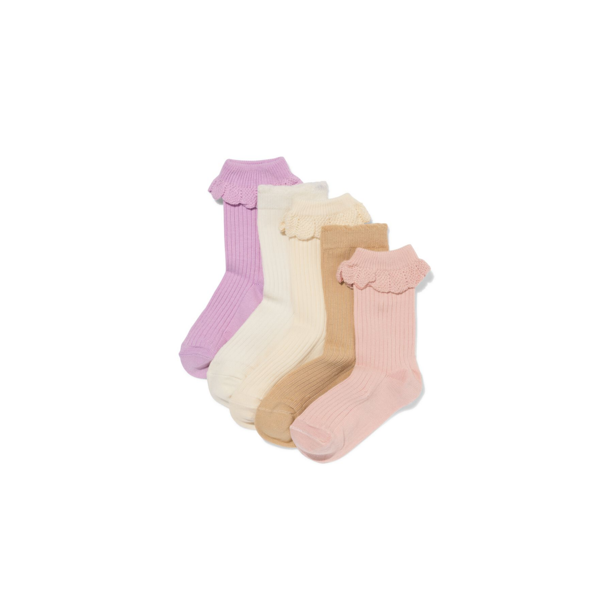 HEMA Kindersokken broderie - 5 paar oudroze (oudroze)