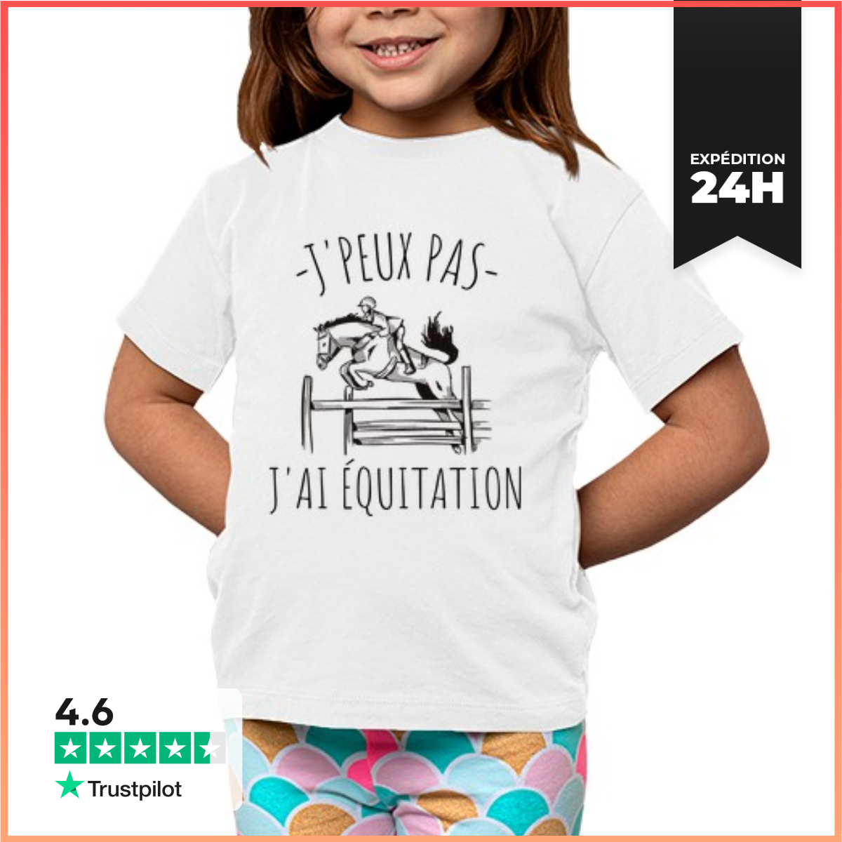 Tee Shirt Pour Enfant Manche Courte J Peux Pas J Ai éQuitation Humour Cheval Cadeau-image