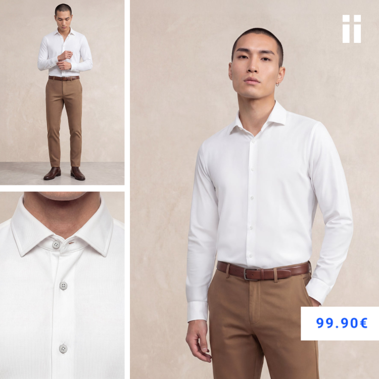 Camisa blanca slim de vestir hombre