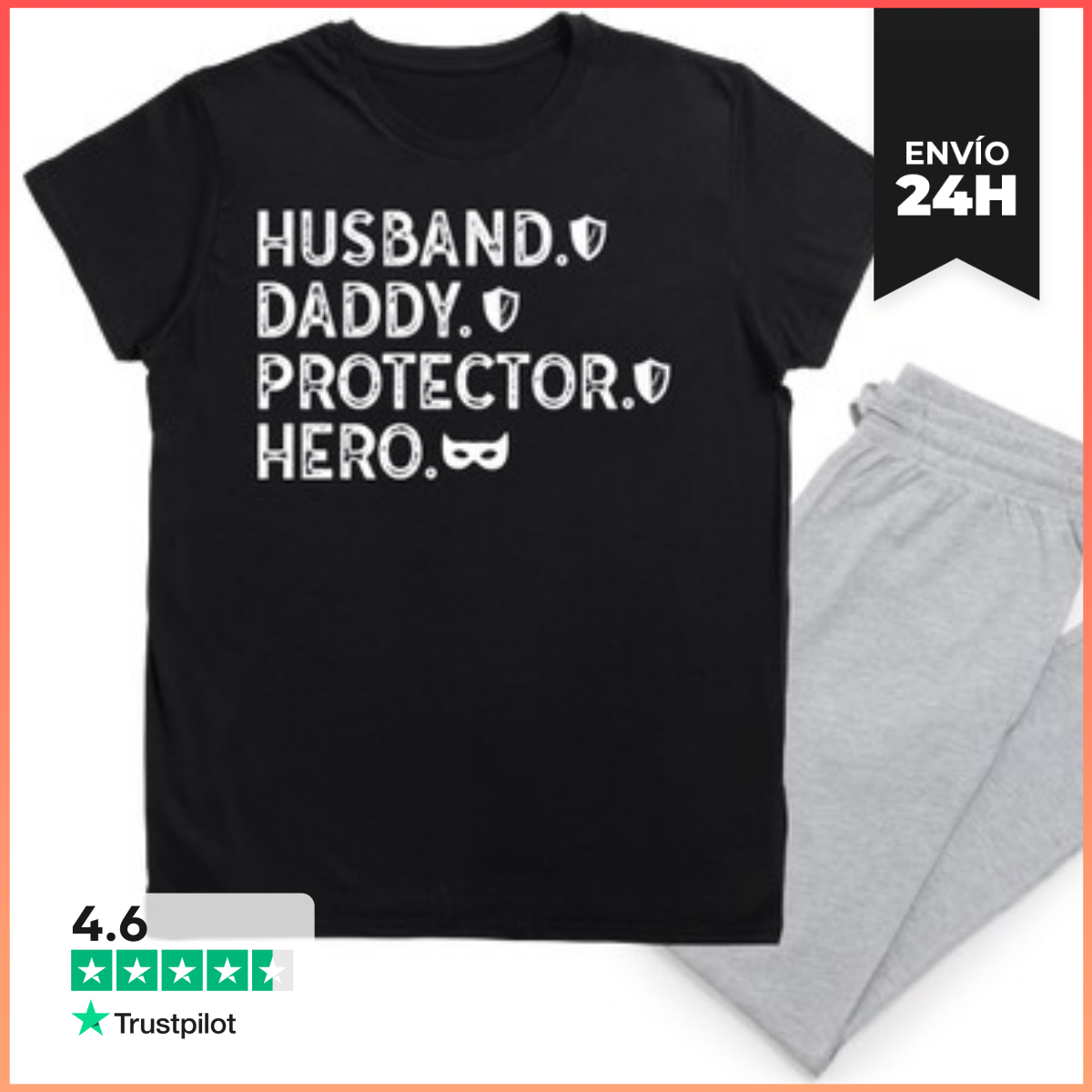 Pijama HUSBAND DADDY PROTECTOR HERO laTostadora