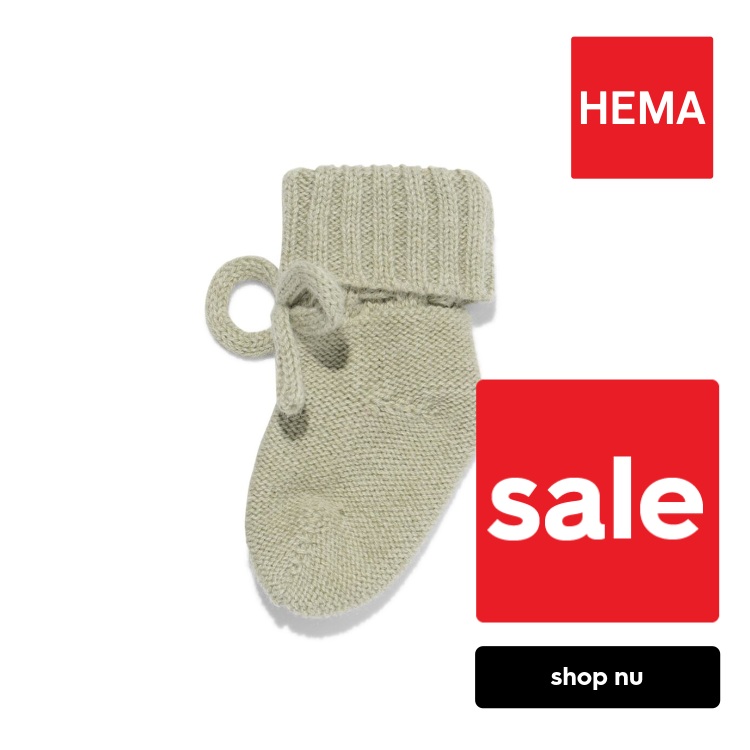 HEMA Babysokken gebreid wol middengroen (middengroen)