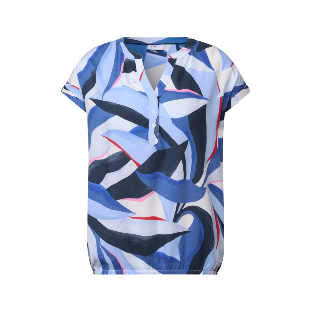 cecil Bluse Split Neck Viskose Navy Blue