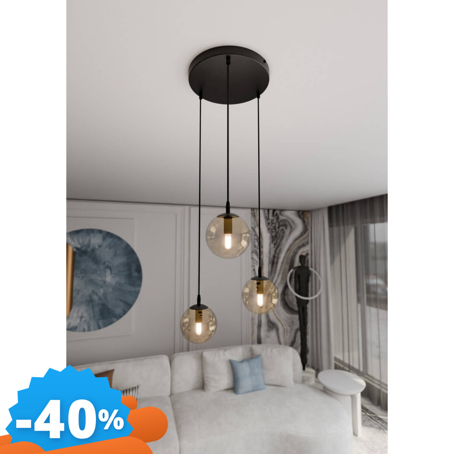 Emibig Lighting Lampadario A Sospensione Cosmo 3 Black Miodowy Premium