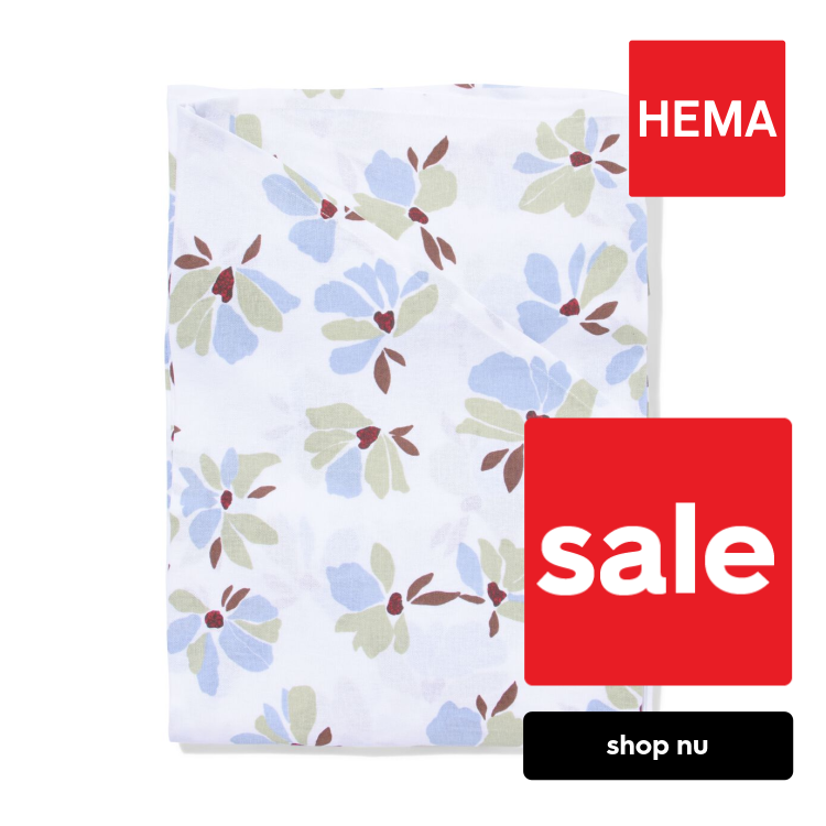 HEMA Tafelkleed ⌀180cm katoen bloemen groen-blauw (multicolor)