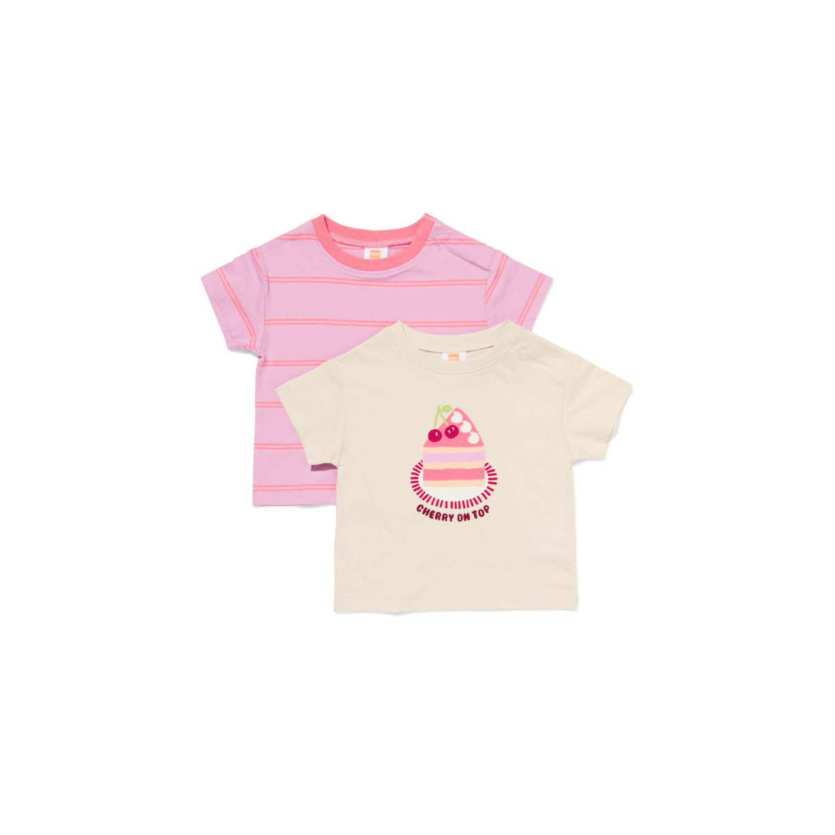 HEMA Baby T-shirts jersey strepen - 2 stuks ecru (ecru)
