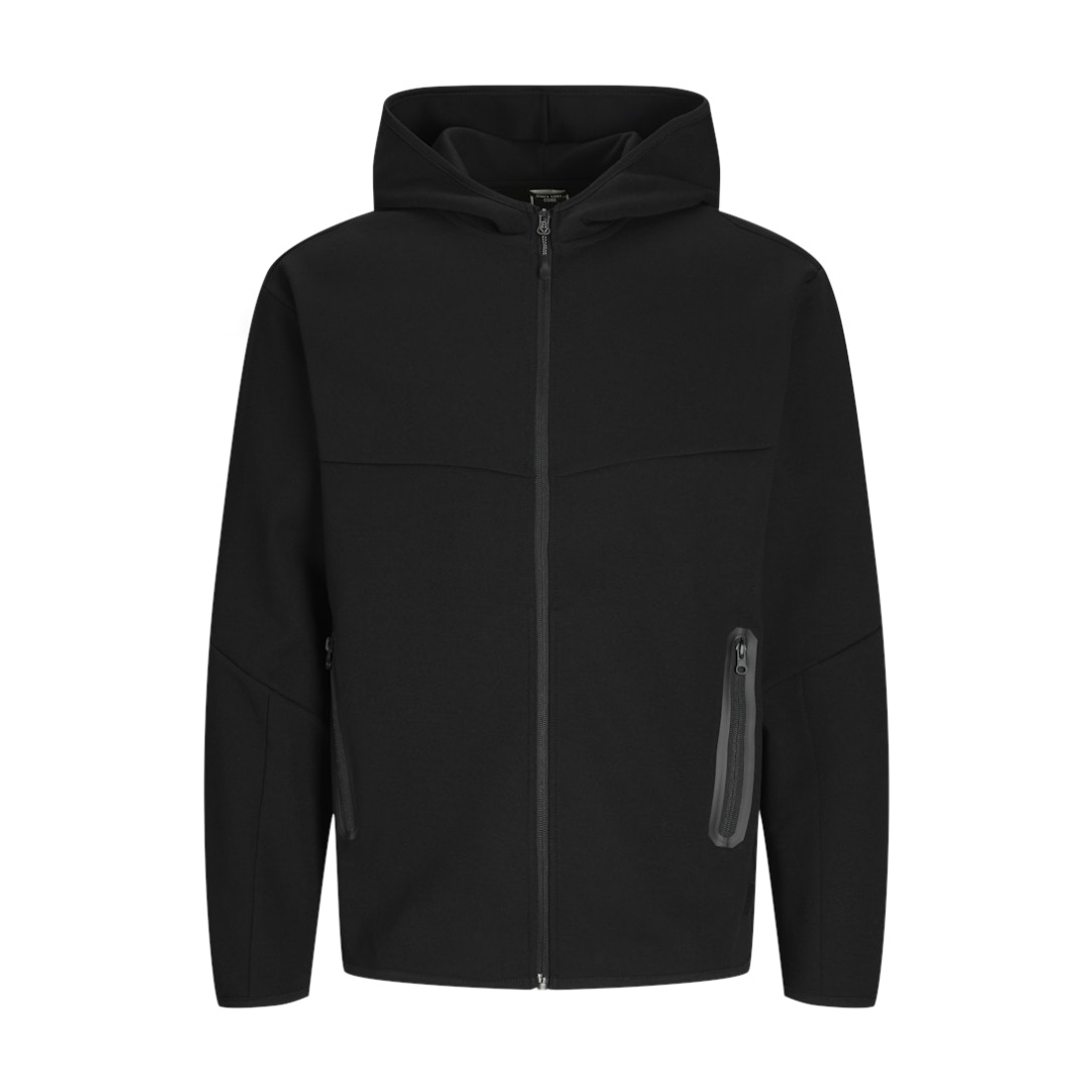 jack & jones Sweatshirt Zip Hood Polyester-Baumwolle Black