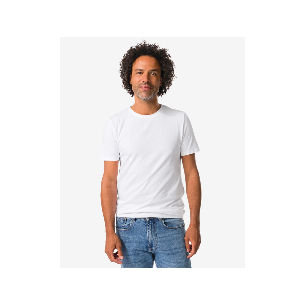 HEMA HEMA Heren T-shirts Slimfit O-hals Extra Lang - 2 Stuks Wit (wit)