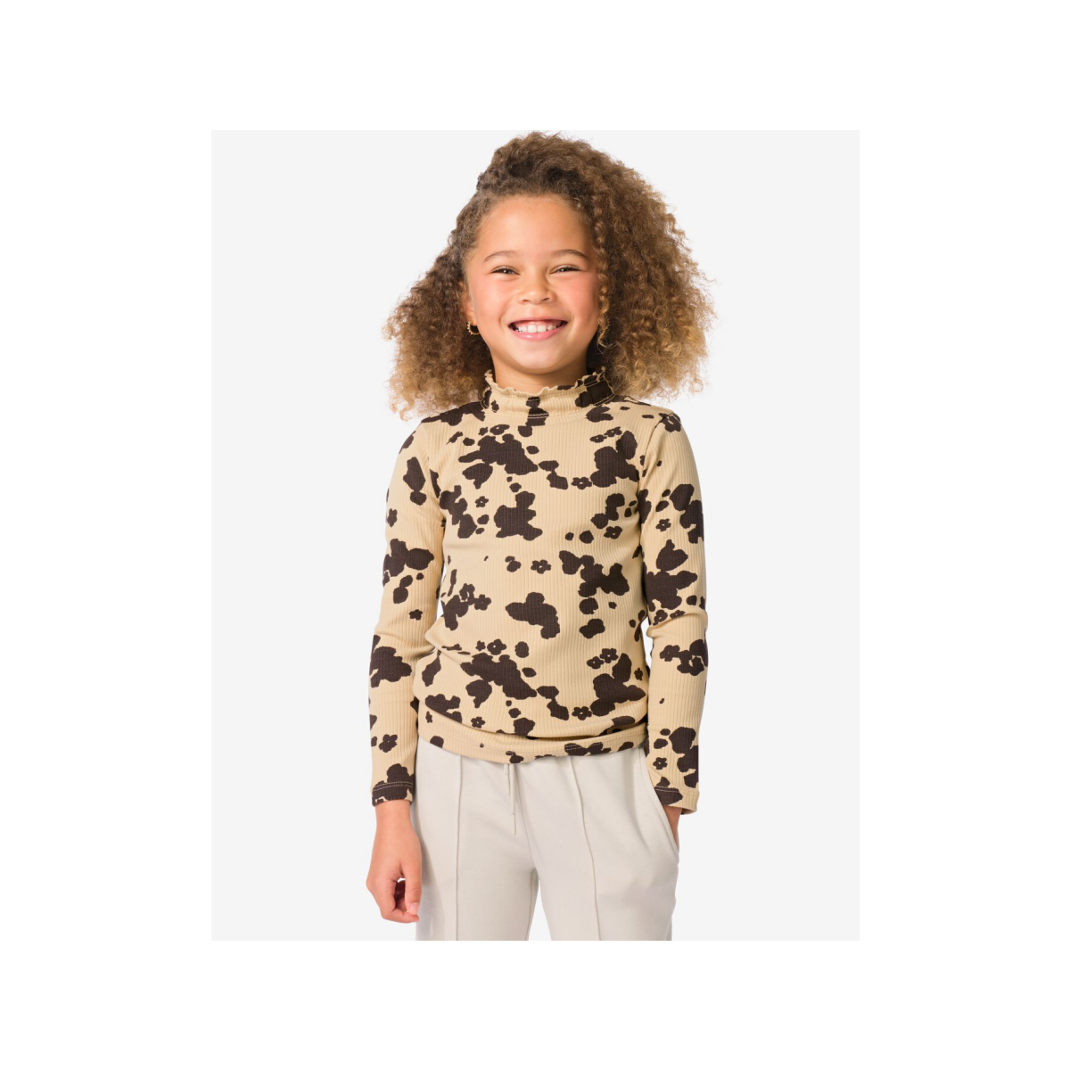 HEMA Kinder T-shirt rib dieren bruin (bruin)