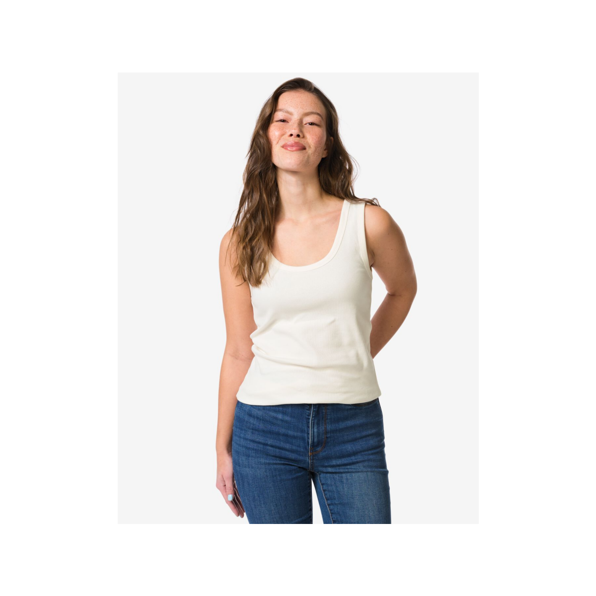 HEMA Dames singlet Anouk met ribbels wit (wit)