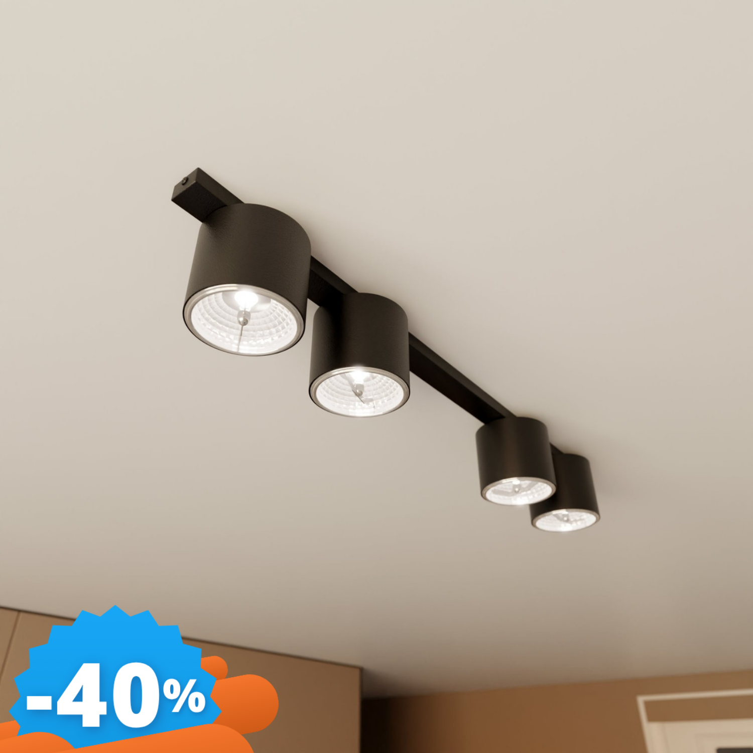 Emibig Lighting Nero/Bianco Lampadario Da Soffitto In Acciaio Ar111 Nano 4 4Xar111