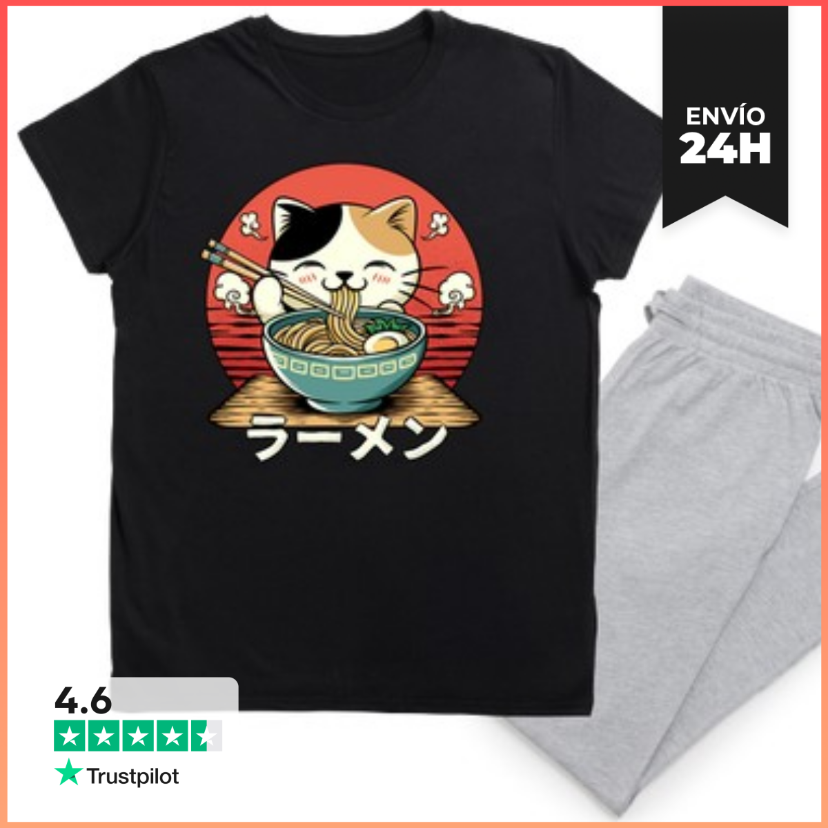 Pijama Neko comiendo ramen laTostadora