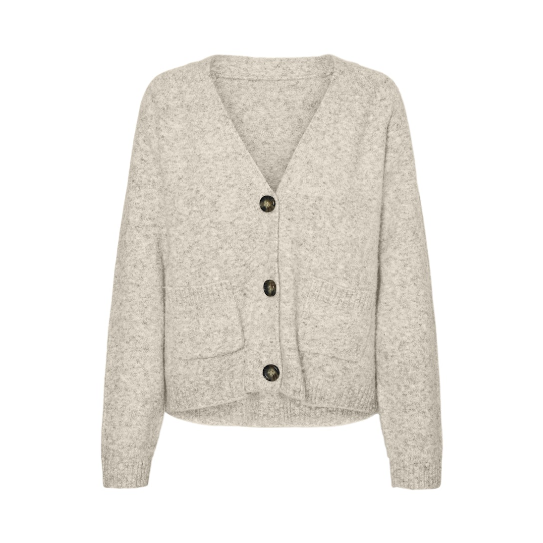 Vero Moda Pullover V-Neck Button Polyester-Polyacryl-Wolle-Esasthan Beige