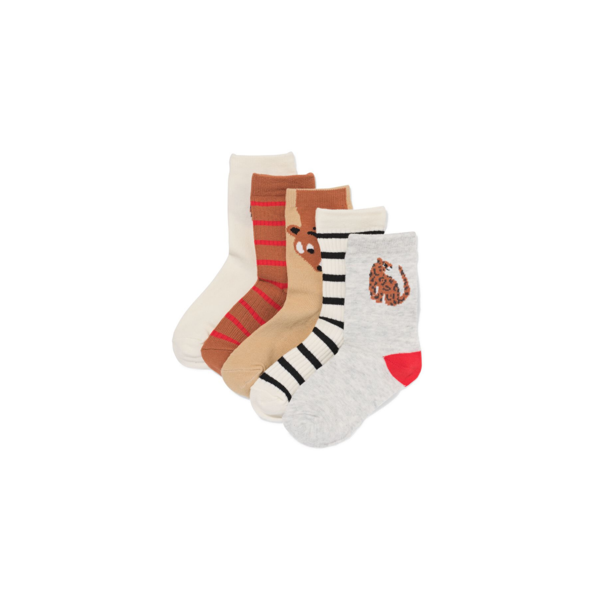 HEMA HEMA Kindersokken Tijgers - 5 Paar Zand (zand)
