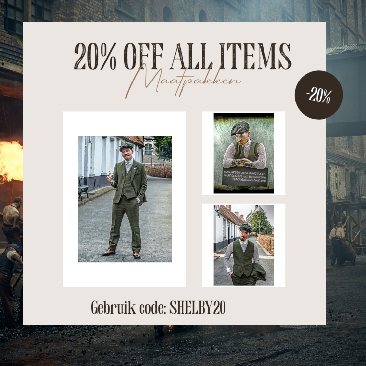 Maatpak Voor Heren | 3-delig Pak | Olijfgroen Windowpane Tweed | Michael Gray | Peaky Blinders | Peaky Blinders