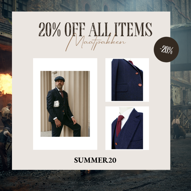 Maatpak Voor Heren | 3-delig Pak | Marineblauw Barleycorn | Finn Shelby | Peaky Blinders | Peaky Blinders
