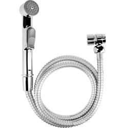 Cornat Système Round Neo »  Chromé Pommeau Rond Douchette 5 Types de Jet : Normal, Doux et massant Anti calcaire Distance Entre Les Trous de perçage